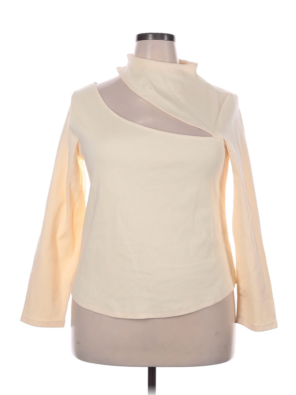 Anthropologie Cream Off-the-Shoulder Sweater